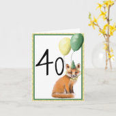 フォックス40誕生日折り畳みグリーティングカード カード (黄色い花)