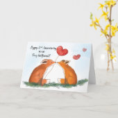 フォックス・ガールフレンドにとってハッピーセカンドアニバーサリー カード (黄色い花)