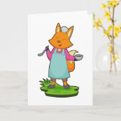 フォックス・シェフ・ボウル・クッキングスプーン カード (黄色い花)