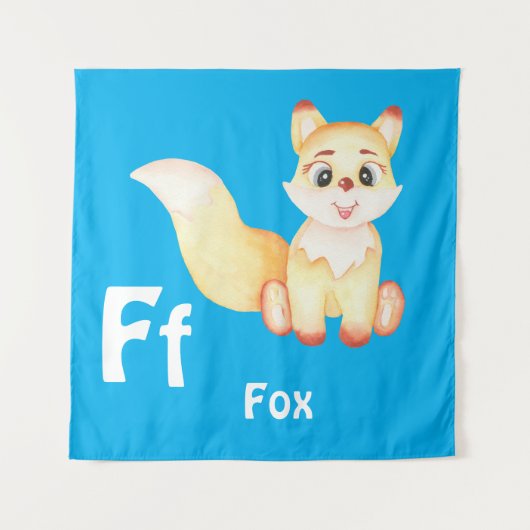 フォックス パーソナライズ ABC: 文字 F - お名前を追加 タペストリー (正面)
