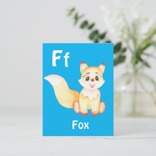 フォックス パーソナライズ ABC: 文字 F - お名前を追加 ポストカード (スタンド正面)