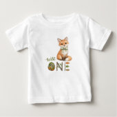 フォックス・ワイルド・ワン 水彩画 1歳の誕生日 ベビーTシャツ (正面)