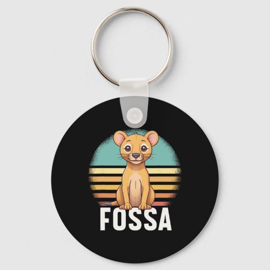 フォッサアニマルグラフィックカラフルレトロサンセットマダガス キーホルダー (正面)