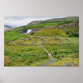 フォッサレット滝，アイスランド ポスター