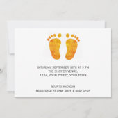 フォトああベビー金ゴールド足カップルの赤ちゃんシャワー 招待状 (裏面)