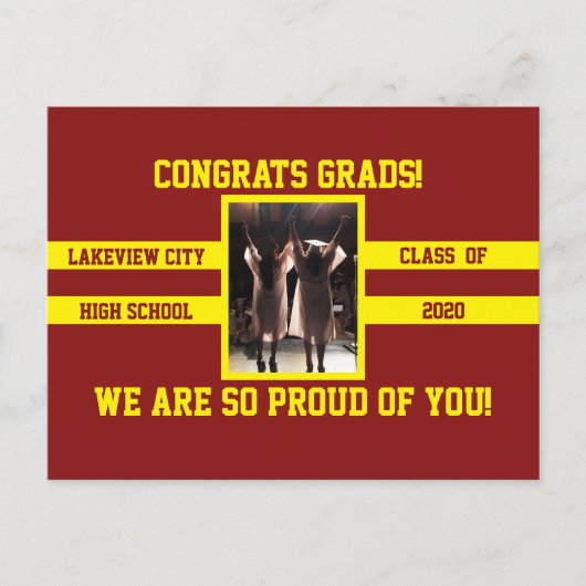 フォトおめでとうグラデーション学校の色を選択 ポストカード (正面)