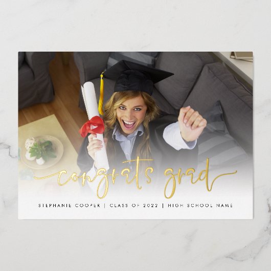 フォトおめでとうズGrad 2022発表金箔 箔招待状 (正面)