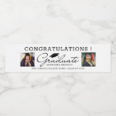 フォトおめでとう2025年黒白2枚 ペットボトルラベル (シングルラベル)