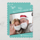 フォトおもしろいベビーIt's Covid Outside BlueCrismas シーズンカード (正面/裏面)