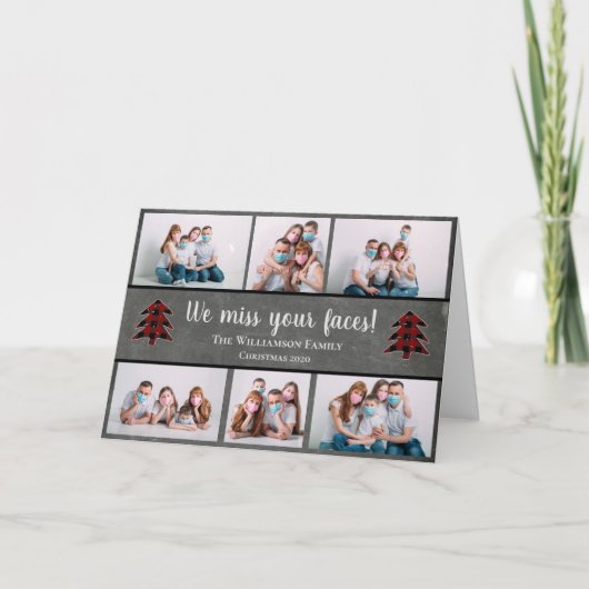 フォトおもしろい恋しく思ユア顔顔マスクスマス シーズンカード (正面)