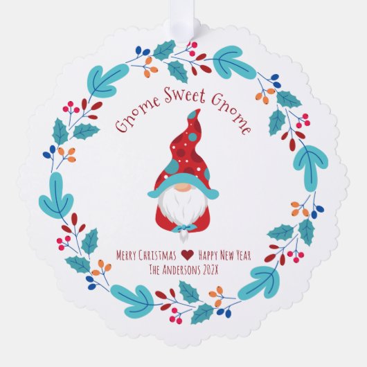 フォトおもしろい格言甘い格言小妖精や小人フローラリースかわいい オーナメントカード (正面)