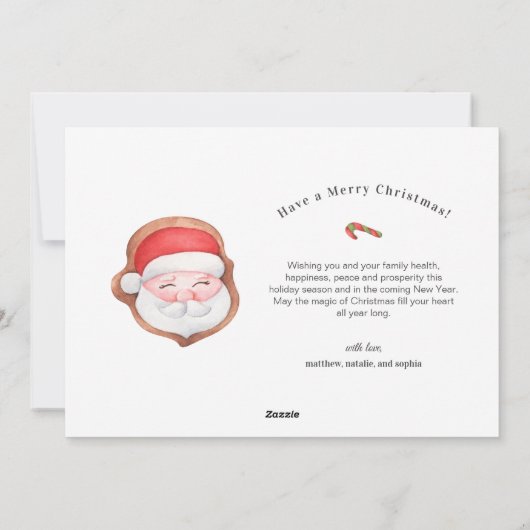 フォトおもしろい水色ジンジャーブレッドハウスクリスマス シーズンカード (裏面)