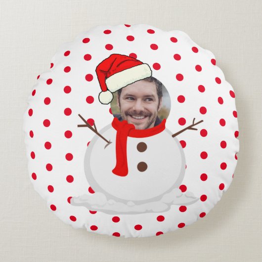 フォトおもしろい顔クリスマス ラウンドクッション (正面)