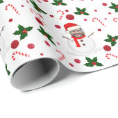 フォトおもしろい顔雪だるまクリスマス ラッピングペーパー (ロールコーナー)