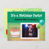 フォトお誕生日ケーキカスタムパーティの招待状 招待状 (正面/裏面)