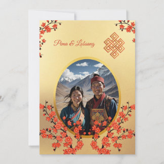 フォトさくらんぼブロッサム結婚チベット 招待状