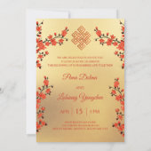 フォトさくらんぼブロッサム結婚チベット 招待状 (裏面)