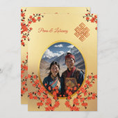 フォトさくらんぼブロッサム結婚チベット 招待状 (正面/裏面)