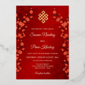 フォトさくらんぼブロッサム結婚チベット 箔招待状 (裏面)