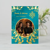 フォトさくらんぼブロッサム結婚チベット 箔招待状 (立ち正面)