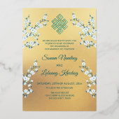 フォトさくらんぼブロッサム結婚チベット 箔招待状 (裏面)