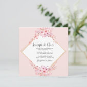 フォトさくらんぼBlossom QRコー結婚ド 招待状 (スタンド正面)