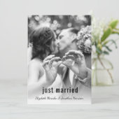 フォトたった今結婚しましたモダンアナウンス披露宴 招待状 (スタンド正面)