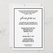 フォトたった今結婚しましたモダンアナウンス披露宴 招待状 (裏面)