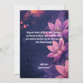 フォトと文字カスタムグローとロータス、カード付き 招待状 (裏面)