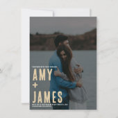 フォトとQRコードで叶える、モダンなミニマルウェディング 招待状 (正面)