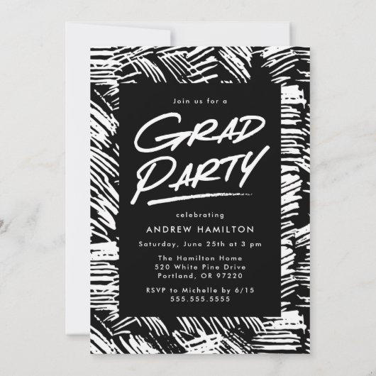 フォトの破線の卒業パーティー 招待状 (裏面)