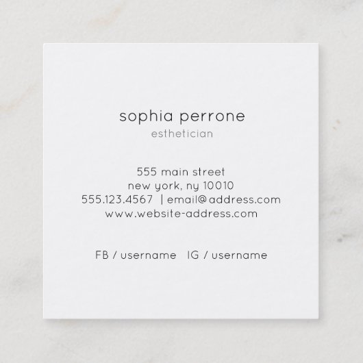 フォトの追加美しいサロンフォトカード スクエア名刺 (裏面)