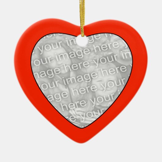 フォトの追加赤いハートオーナメント セラミックオーナメント (正面)