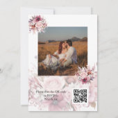 フォトほこりっぽいバラピンクQRコード結婚ズ 招待状 (裏面)