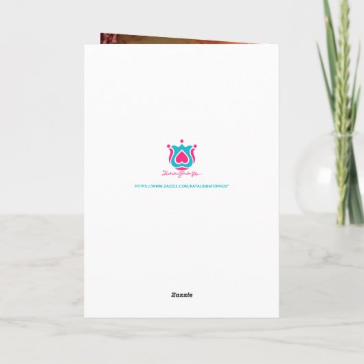 フォトアお洒落ート誕生日ガールボホ金ゴールド紫 カード (裏面)