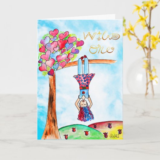 フォトアお洒落ート誕生日ガールボホ金ゴールド紫 カード (黄色い花)