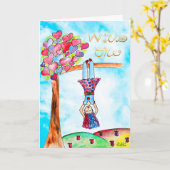 フォトアお洒落ート誕生日ガールボホ金ゴールド紫 カード (黄色い花)