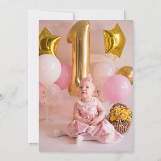 フォトアイスクリームスウィートワンファースト誕生日 招待状 (裏面)