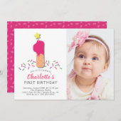 フォトアイスクリーム第1バースデー招待状 招待状 (正面/裏面)