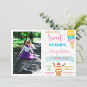 フォトアイスクリーム誕生日招待スイートパーティー 招待状 (スタンド正面)