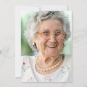 フォトアイボリー ホワイト ローズ 100歳の誕生日パーティー 招待状 (裏面)