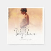 フォトアエレガントレイ男女兼用ベビーシャワー スタンダードカクテルナプキン (正面)