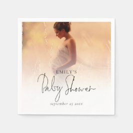 フォトアエレガントレイ男女兼用ベビーシャワー スタンダードカクテルナプキン