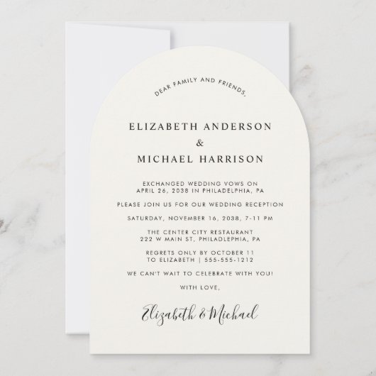 フォトアエレガントーチクリームウェディングレセプション 招待状 (裏面)