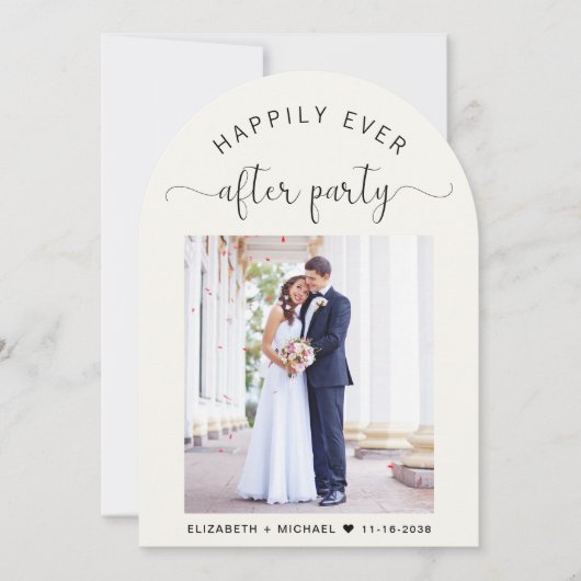 フォトアエレガントーチクリームウェディングレセプション 招待状 (正面)