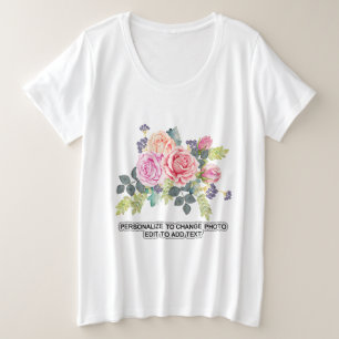 フォトアカスタムートワークのパーソナライズ引用文女性 プラスサイズTシャツ