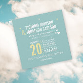 フォトアクアとイエロージグザグタイポグラフィ結婚ズ 招待状