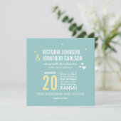 フォトアクアとイエロージグザグタイポグラフィ結婚ズ 招待状 (スタンド正面)