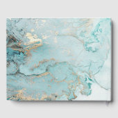 フォトアクアダスクブルー金ゴールド瑪瑙悔やみや弔慰メモリアル ゲストブック (裏面)