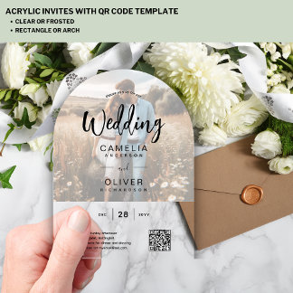 フォトアクリル ウェディング QRコード RSVP オーバーレイ アクリル招待状